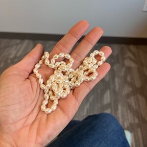 Freshwater Rice-Shaped Pearl Necklace 35”